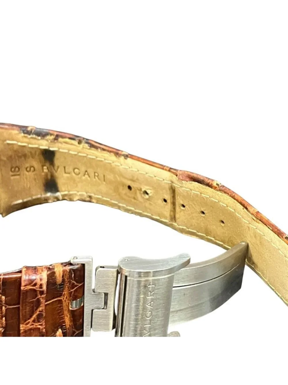 Bvlgari Ergon Watch SS Leather Automatic Winding Black Dial